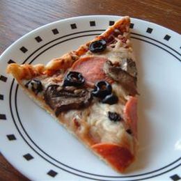 A slice of homemade pizza
